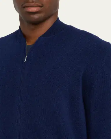 Bergdorf Goodman Men's Wool Full-Zip Baseball-Collar Sweater | Thumbnail 5 Bergdorf Goodman Men's Wool Full-Zip Baseball-Collar Sweater | Thumbnail 5