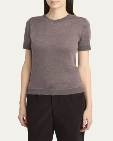 THE ROW Linnea Short-Sleeve Cashmere Top | Thumbnail 4