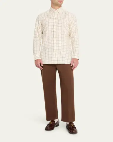 Bergdorf Goodman Men's Cotton Tattersall Check Button-Collar Sport Shirt | Thumbnail 2 Bergdorf Goodman Men's Cotton Tattersall Check Button-Collar Sport Shirt | Thumbnail 2