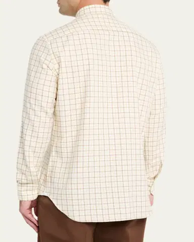 Bergdorf Goodman Men's Cotton Tattersall Check Button-Collar Sport Shirt | Thumbnail 3 Bergdorf Goodman Men's Cotton Tattersall Check Button-Collar Sport Shirt | Thumbnail 3