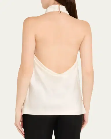 Stella McCartney Satin Backless Cowl Halter Top | Thumbnail 3