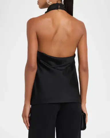Stella McCartney Satin Backless Cowl Halter Top | Thumbnail 7