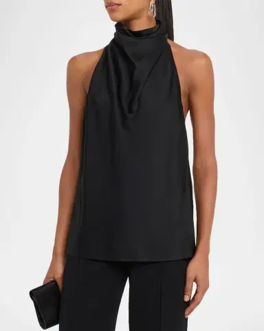 Stella McCartney Satin Backless Cowl Halter Top | Thumbnail 8