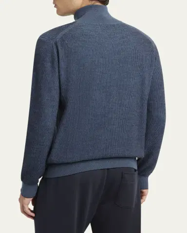Brioni Men's Wool, Silk and Cashmere Rib Quarter-Zip Sweater | Thumbnail 3 Brioni Men's Wool, Silk and Cashmere Rib Quarter-Zip Sweater | Thumbnail 3