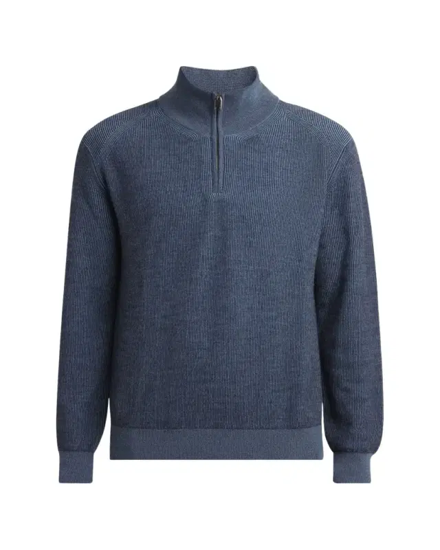Men's Wool, Silk and Cashmere Rib Quarter-Zip Sweater