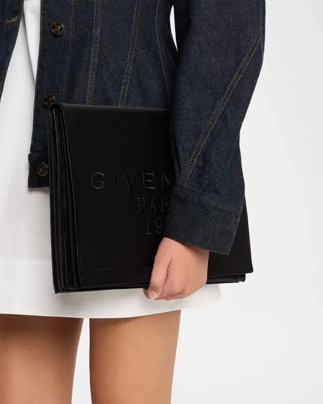 Pattern Pochette in Satin with Logo Embroidery