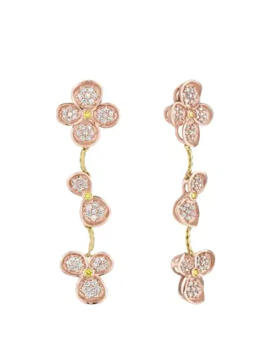 Paul Morelli 18K Pink Gold Forget Me Not Dangle Earrings with Diamonds | Thumbnail 1
