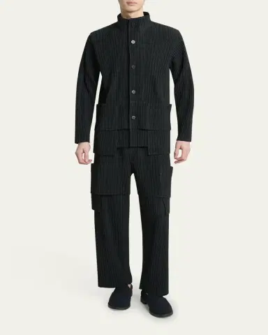 Homme Plissé Issey Miyake Men's Multi-Pocket Pleated Button-Down Shirt | Thumbnail 2