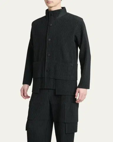 Homme Plissé Issey Miyake Men's Multi-Pocket Pleated Button-Down Shirt | Thumbnail 4