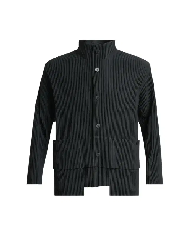 Men's Multi-Pocket Pleated Button-Down Shirt