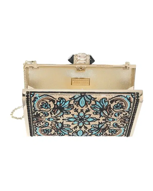 Judith Leiber Couture Floral Crystal Rectangle Clutch Bag