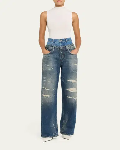 Dolce & Gabbana High-Rise Double Waistband Wide-Leg Distressed Jeans | Thumbnail 2 Dolce & Gabbana High-Rise Double Waistband Wide-Leg Distressed Jeans | Thumbnail 2