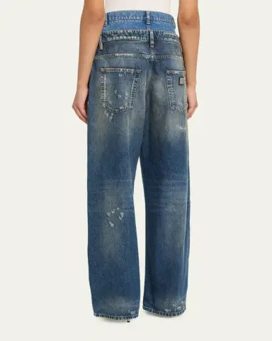 Dolce & Gabbana High-Rise Double Waistband Wide-Leg Distressed Jeans | Thumbnail 3 Dolce & Gabbana High-Rise Double Waistband Wide-Leg Distressed Jeans | Thumbnail 3