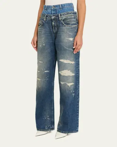 Dolce & Gabbana High-Rise Double Waistband Wide-Leg Distressed Jeans | Thumbnail 4 Dolce & Gabbana High-Rise Double Waistband Wide-Leg Distressed Jeans | Thumbnail 4
