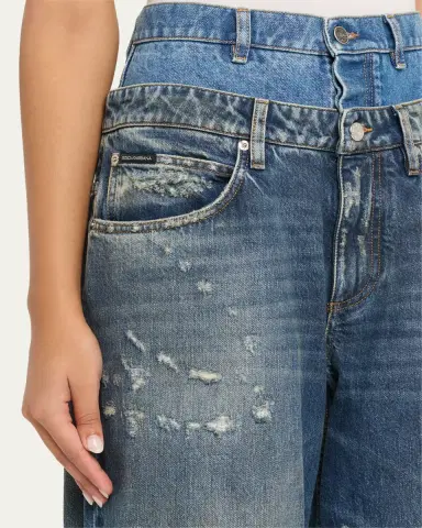 Dolce & Gabbana High-Rise Double Waistband Wide-Leg Distressed Jeans | Thumbnail 5 Dolce & Gabbana High-Rise Double Waistband Wide-Leg Distressed Jeans | Thumbnail 5
