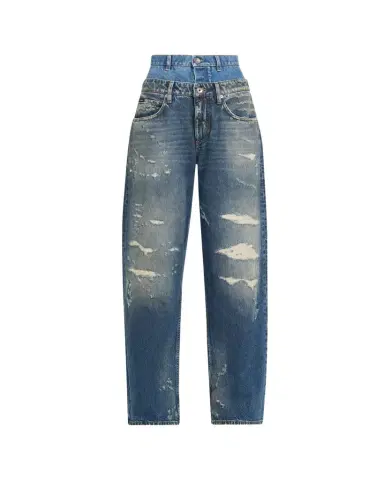 Dolce & Gabbana High-Rise Double Waistband Wide-Leg Distressed Jeans | Thumbnail 1 Dolce & Gabbana High-Rise Double Waistband Wide-Leg Distressed Jeans | Thumbnail 1
