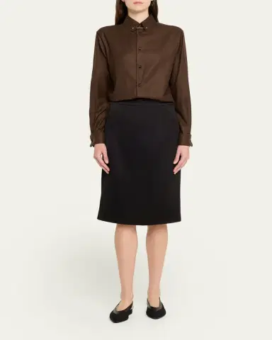 Loro Piana Thea Collar-Pin Wool Button-Down Shirt | Thumbnail 2 Loro Piana Thea Collar-Pin Wool Button-Down Shirt | Thumbnail 2