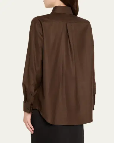 Loro Piana Thea Collar-Pin Wool Button-Down Shirt | Thumbnail 3 Loro Piana Thea Collar-Pin Wool Button-Down Shirt | Thumbnail 3