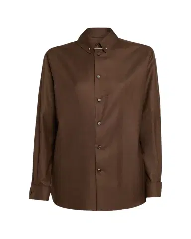Loro Piana Thea Collar-Pin Wool Button-Down Shirt | Thumbnail 1 Loro Piana Thea Collar-Pin Wool Button-Down Shirt | Thumbnail 1