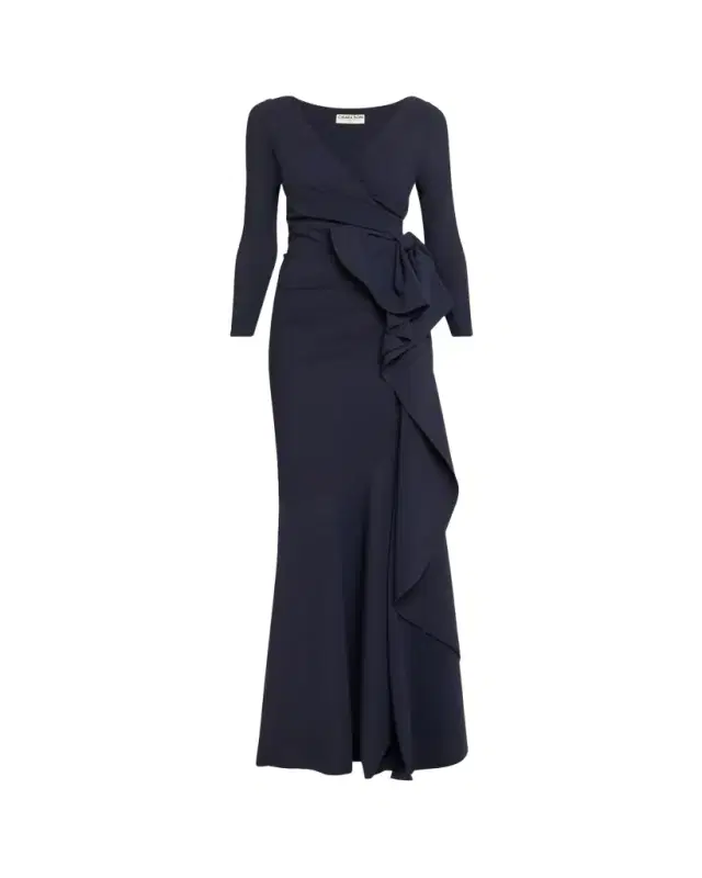 Maco Bow-Draped Jersey Gown