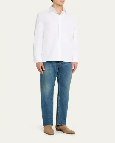 Saint Laurent Men's High Rise Straight-Leg Jeans | Thumbnail 2