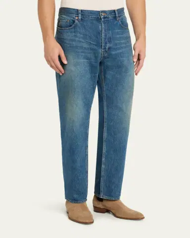 Saint Laurent Men's High Rise Straight-Leg Jeans | Thumbnail 4