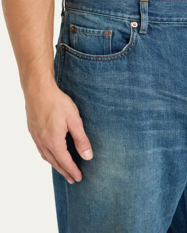 Saint Laurent Men's High Rise Straight-Leg Jeans | Thumbnail 5