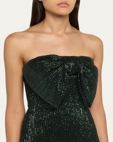 Badgley Mischka Strapless Bow-Front Sequin Gown | Thumbnail 5 Badgley Mischka Strapless Bow-Front Sequin Gown | Thumbnail 5