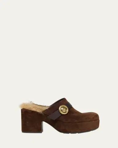Moncler Amalia Shearling-Lined Suede Mules | Thumbnail 6 Moncler Amalia Shearling-Lined Suede Mules | Thumbnail 6
