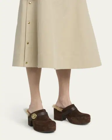 Moncler Amalia Shearling-Lined Suede Mules | Thumbnail 7 Moncler Amalia Shearling-Lined Suede Mules | Thumbnail 7