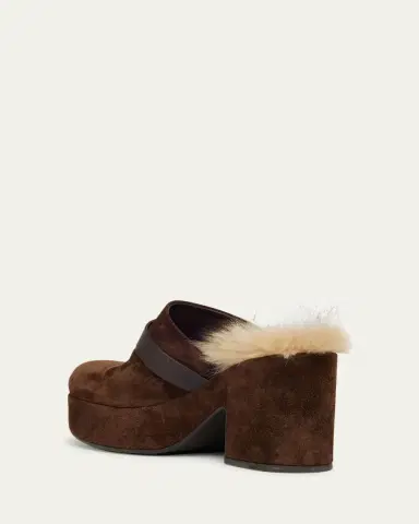 Moncler Amalia Shearling-Lined Suede Mules | Thumbnail 9 Moncler Amalia Shearling-Lined Suede Mules | Thumbnail 9