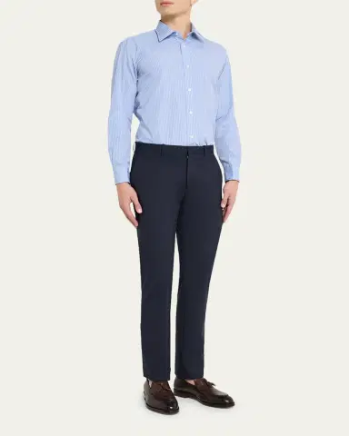Charvet Men's Cotton Point Collar Micro-Plaid Sport Shirt | Thumbnail 2