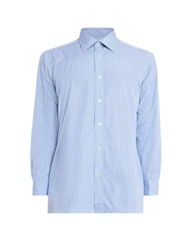 Charvet Men's Cotton Point Collar Micro-Plaid Sport Shirt | Thumbnail 1