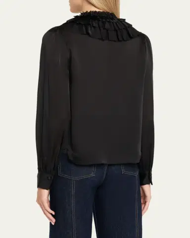 Ulla Johnson Rouen Ruffled Silk Blouse | Thumbnail 3