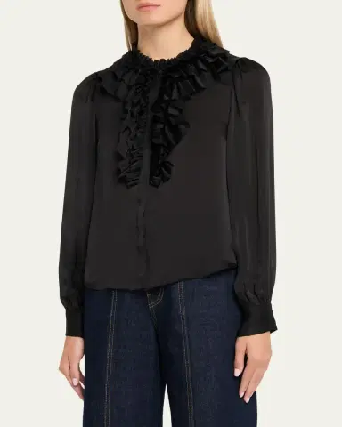 Ulla Johnson Rouen Ruffled Silk Blouse | Thumbnail 4