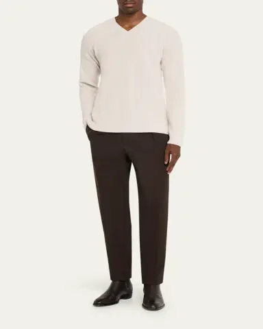 Bergdorf Goodman Men's Cashmere and Wool Rib V-Neck Sweater | Thumbnail 2 Bergdorf Goodman Men's Cashmere and Wool Rib V-Neck Sweater | Thumbnail 2