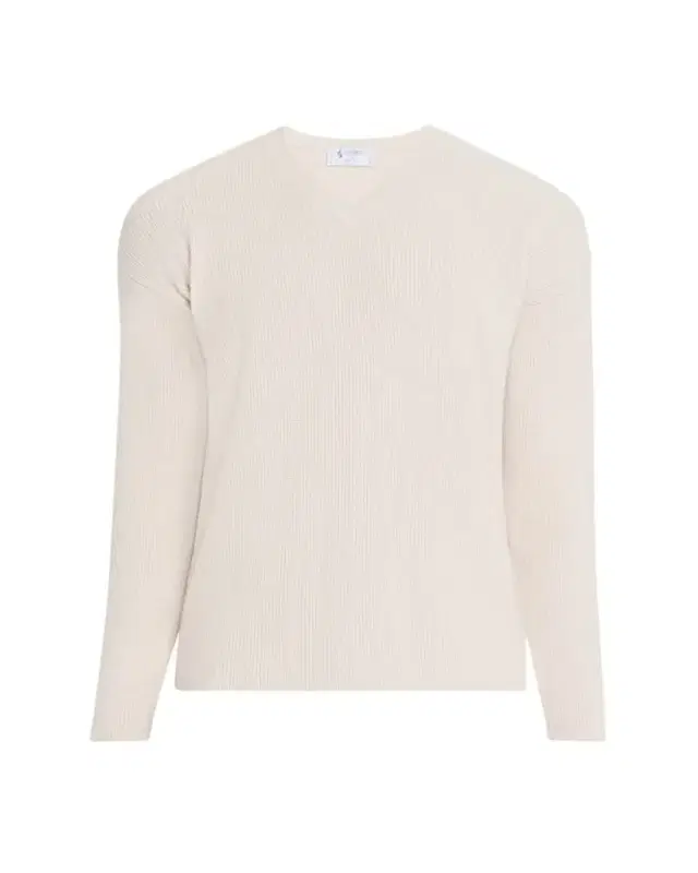 Men's Cashmere and Wool Rib V-Neck Sweater