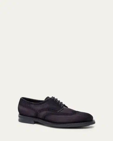 Santoni Men's Emil Suede Brogue Wingtip Derby Shoes | Thumbnail 2 Santoni Men's Emil Suede Brogue Wingtip Derby Shoes | Thumbnail 2