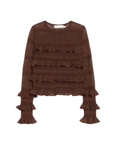 Zimmermann Long-Sleeve Lace Frill Top | Thumbnail 1