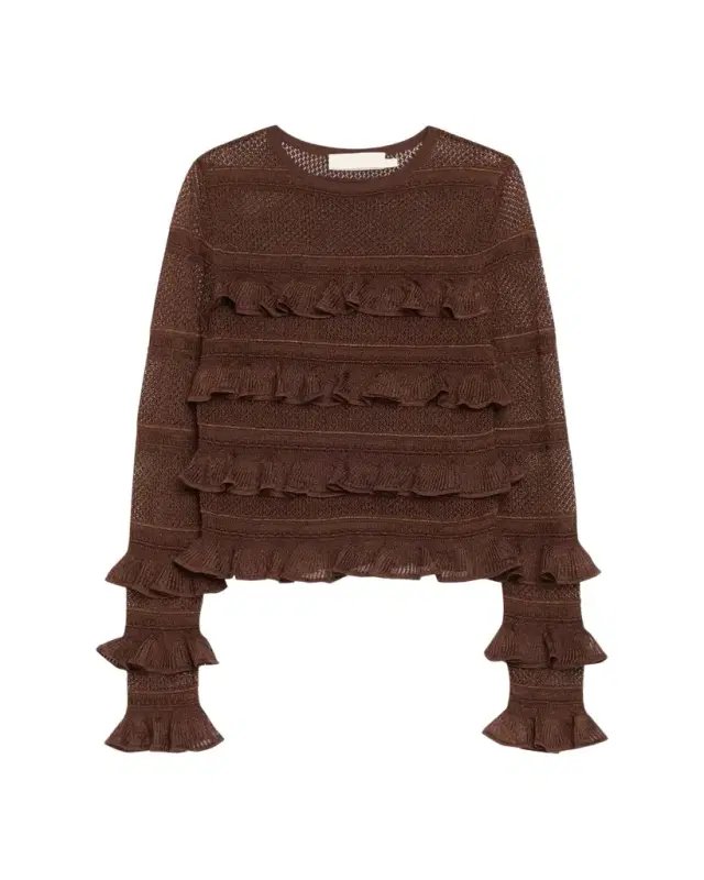 Long-Sleeve Lace Frill Top