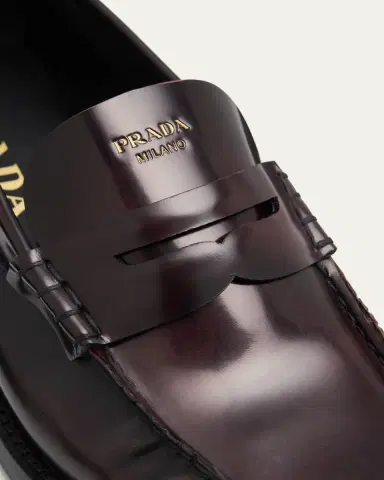 Prada Leather Ruched Penny Loafers | Thumbnail 3