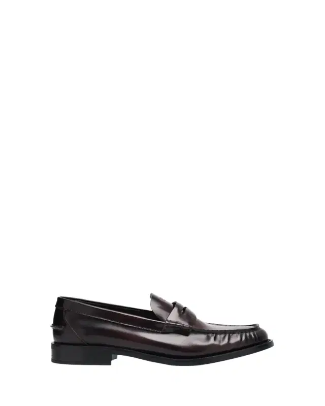 Leather Ruched Penny Loafers