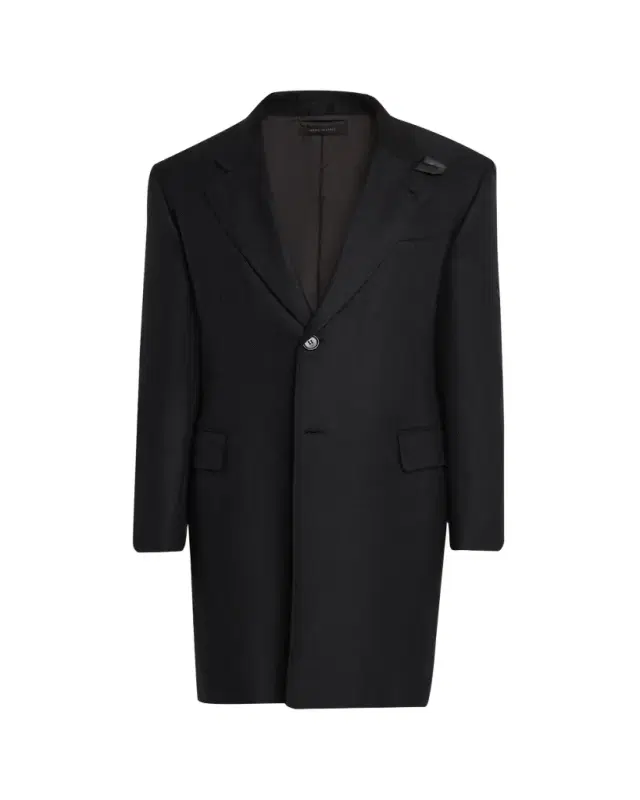 Men's Wool Chevron Single-Breasted Overcoat