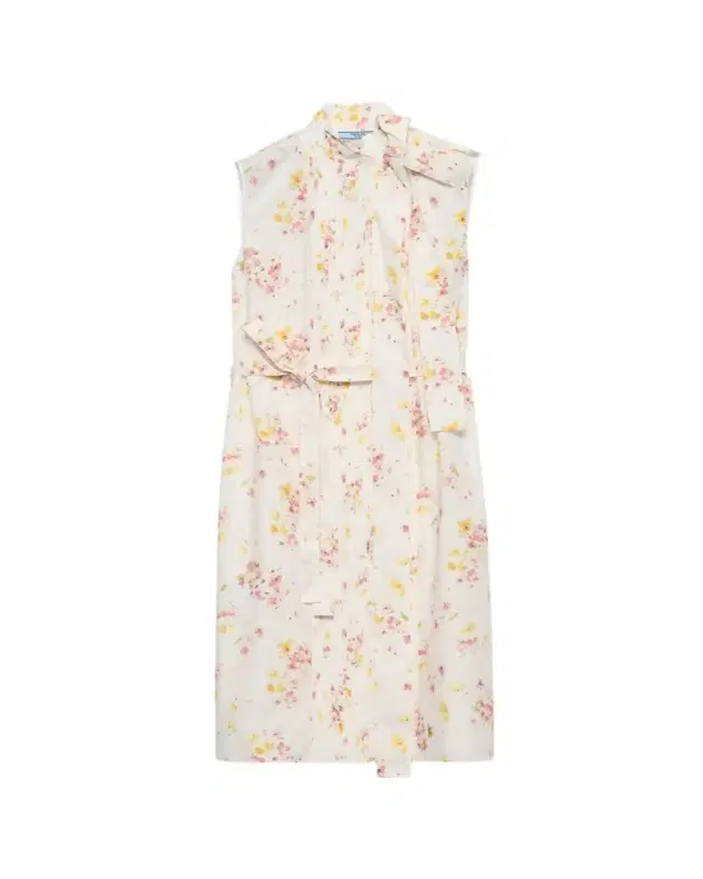 Bouquet-Print Sleeveless Poplin Dress