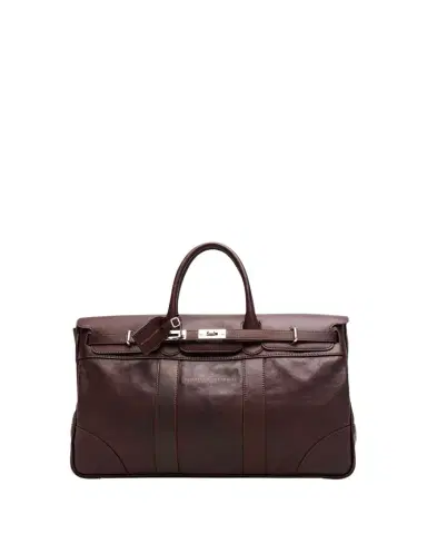 Brunello Cucinelli Men's Country Leather Clasp-Front Duffel Bag | Thumbnail 1 Brunello Cucinelli Men's Country Leather Clasp-Front Duffel Bag | Thumbnail 1