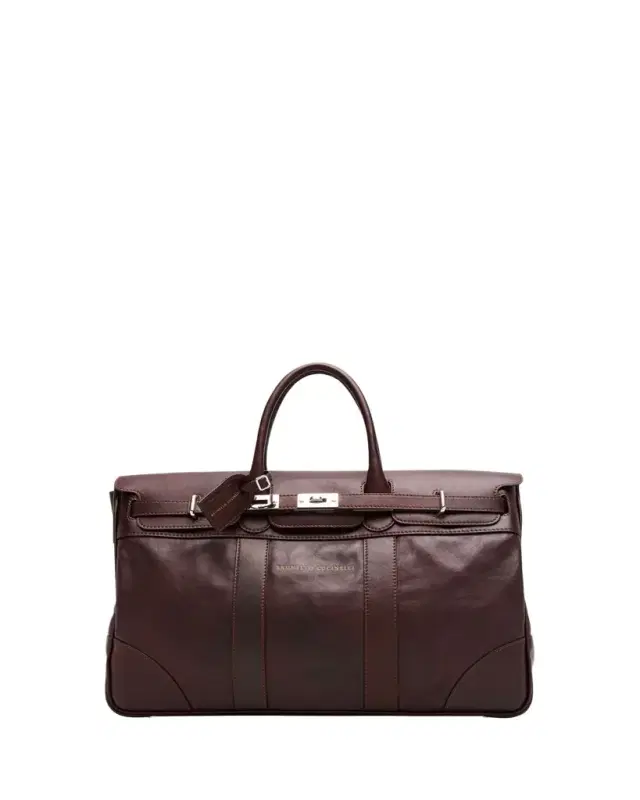 Men's Country Leather Clasp-Front Duffel Bag