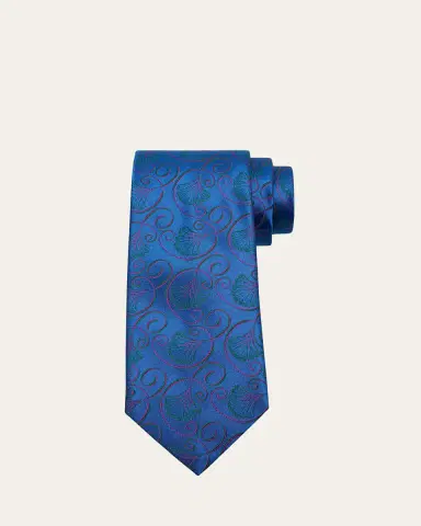 Charvet Men's Curly Floral Silk Tie | Thumbnail 5 Charvet Men's Curly Floral Silk Tie | Thumbnail 5