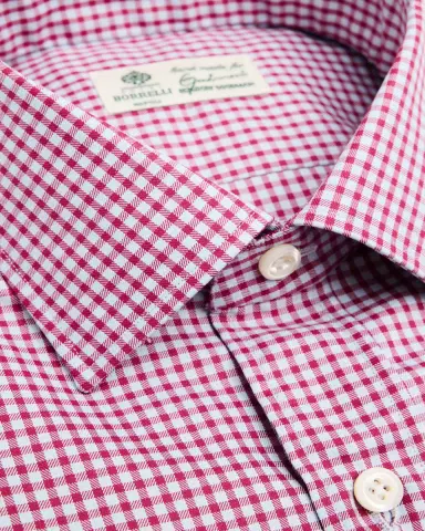 Borrelli Men's Cotton Multi-Plaid Point Collar Dress Shirt | Thumbnail 12 Borrelli Men's Cotton Multi-Plaid Point Collar Dress Shirt | Thumbnail 12