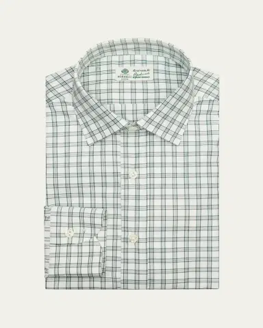 Borrelli Men's Cotton Multi-Plaid Point Collar Dress Shirt | Thumbnail 13 Borrelli Men's Cotton Multi-Plaid Point Collar Dress Shirt | Thumbnail 13
