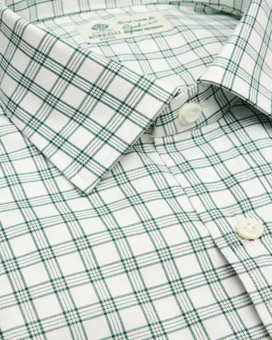 Borrelli Men's Cotton Multi-Plaid Point Collar Dress Shirt | Thumbnail 14 Borrelli Men's Cotton Multi-Plaid Point Collar Dress Shirt | Thumbnail 14